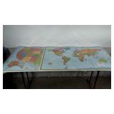 2 maps measuring 50"x32". One is a world map and