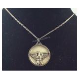 Sterling silver eagle sweet heart necklace 24in