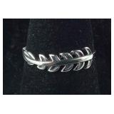 Size 6 Sterling silver fern leaves ring