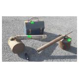Two sprayers and small metal lunch box