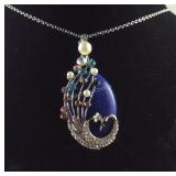 118 ct lapis lazuli Silvertone pendant with 24
