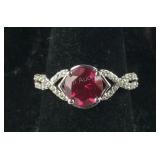 Size 7 sterling lab created ruby and lab white