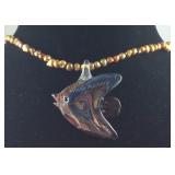 Murano Glass Fish Pendant on Freshwater Pearl