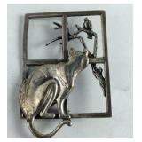 Sterling Silver Cat looking out window pin