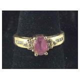 14k gold and pink sapphire and diamond ring