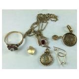 Jewelry, 10k pendant and 14k pendants, 14k