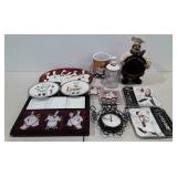 Chef themed kitchenwares,  clock, menu board