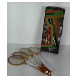 Badminton 4 player set. The racquets and