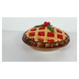 Cherry covered pie dish