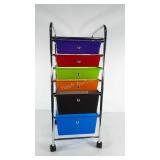 Poly drawer organizer on wheels, six drawers,