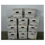 Eleven previously used bankers boxes in usable
