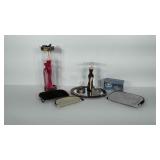 Vanity lot: 2 necklace holders, Mirror, makeup