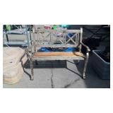 Garden bench with metal frame and wooden slatted