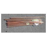 Short sections of copper pipes and brackets