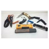 Pocket knives, blade sharpeners, and razor blades