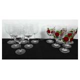 Wine glasses, Two sets of six, one set have