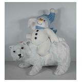 Holiday decor, snowman and polar bear, stands 23"