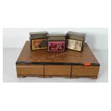 Three drawer cassette tape storage box with