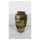 Asian style painted vase, 12" h has some paint