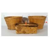 2 Bushel baskets and another woven basket with