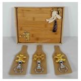 Wooden cheese board gift set and three holiday
