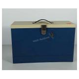 Metal portable file box with key, 17" L x 11" H x