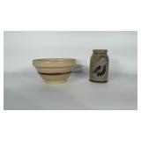 Pottery / stoneware lot: 7 inch tall crock marked