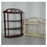 2 display shelves. White shelf measures 17x17x6