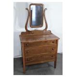 Antique Oak 3 Drawer Cottage Dresser with Yoke