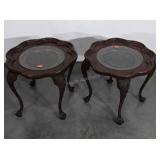 Pair of Decorations Accent End Stands, carved