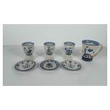 M. A. Hadley, includes mug, three wine glasses