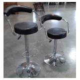 Pair of Salon Style Seating Stools, chrome with