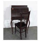Antique Ladies Fall Front Desk with Chair. Desk