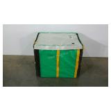 Plastic wrapped shipping tote with handles and