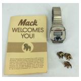 Mac wrist watch not running and four bulldog pins