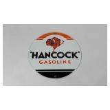 Advertising, enameled Hancock Gasoline sign, 12"