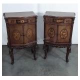 Pair of Lovely Bedside Stands, inlay with heavy