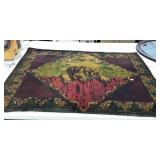 Wool / horse hair buggy blanket with dog picture,