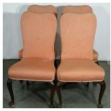 Four dining chairs, Queen Anne style, upholstery