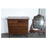 Antique Oak Cottage Dresser with Mirror, 2 over 2