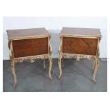 Pair of French Prov Bedside Stands, having 2