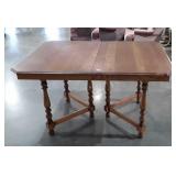 Antique Oak Dining Table, double pedestal tri leg