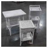 3pc Wicker Sunroom Furniture lot. 3 Stands, 22"