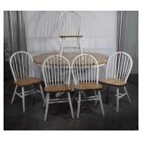 6pc Kitchen Table Set. 5 Chairs white and natural