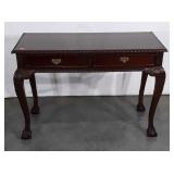 Writing Desk Table, 2 narrow drawers, burl twist