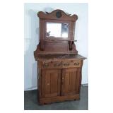 Antique Oak Buffet With Mirror Back Splash, top
