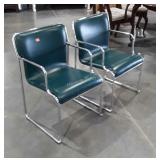 Two Office Lobby Chairs, chrome framed, missing