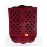 Painted wall cabinet with peg hooks, 12x20x6,