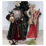 Holiday decor, Santas, dishes, four foot tree