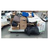 Skid lot of pillows, garment bag, picture frames